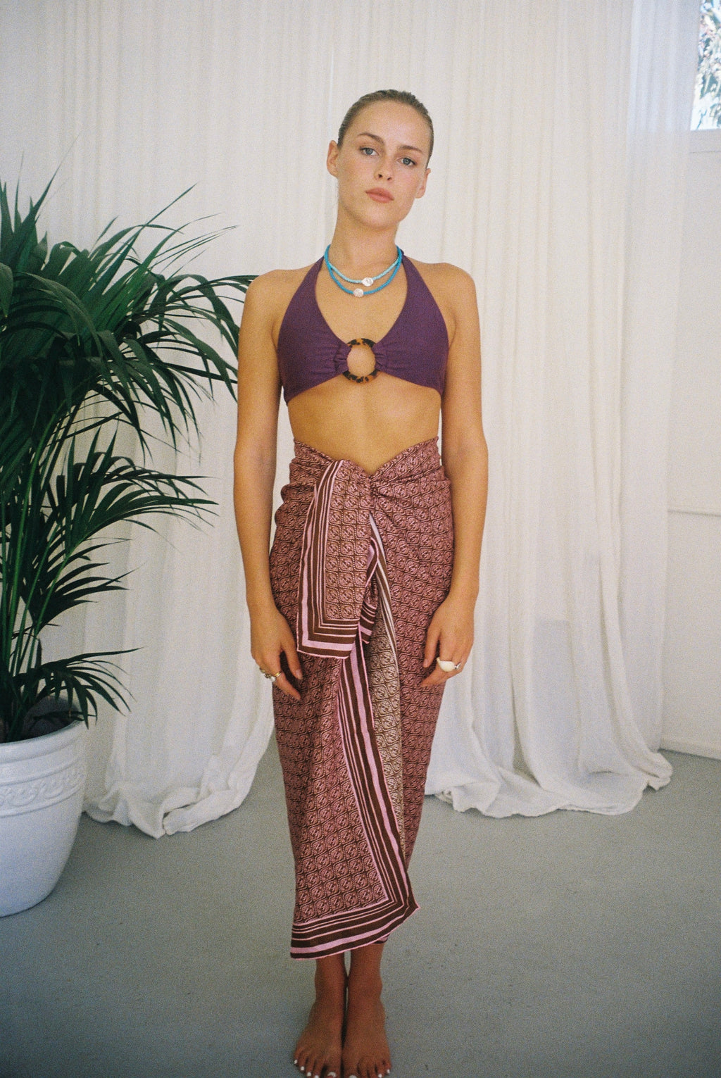  BELLARUCHI Brown and Pink logo Sarong. Brown and Pink logo scarf. Silk Cotton Scarf. B logo Sarong. Pink and Brown Pattern Sarong. Vacation Sarong. Travel Scarf. Travel sarong. 