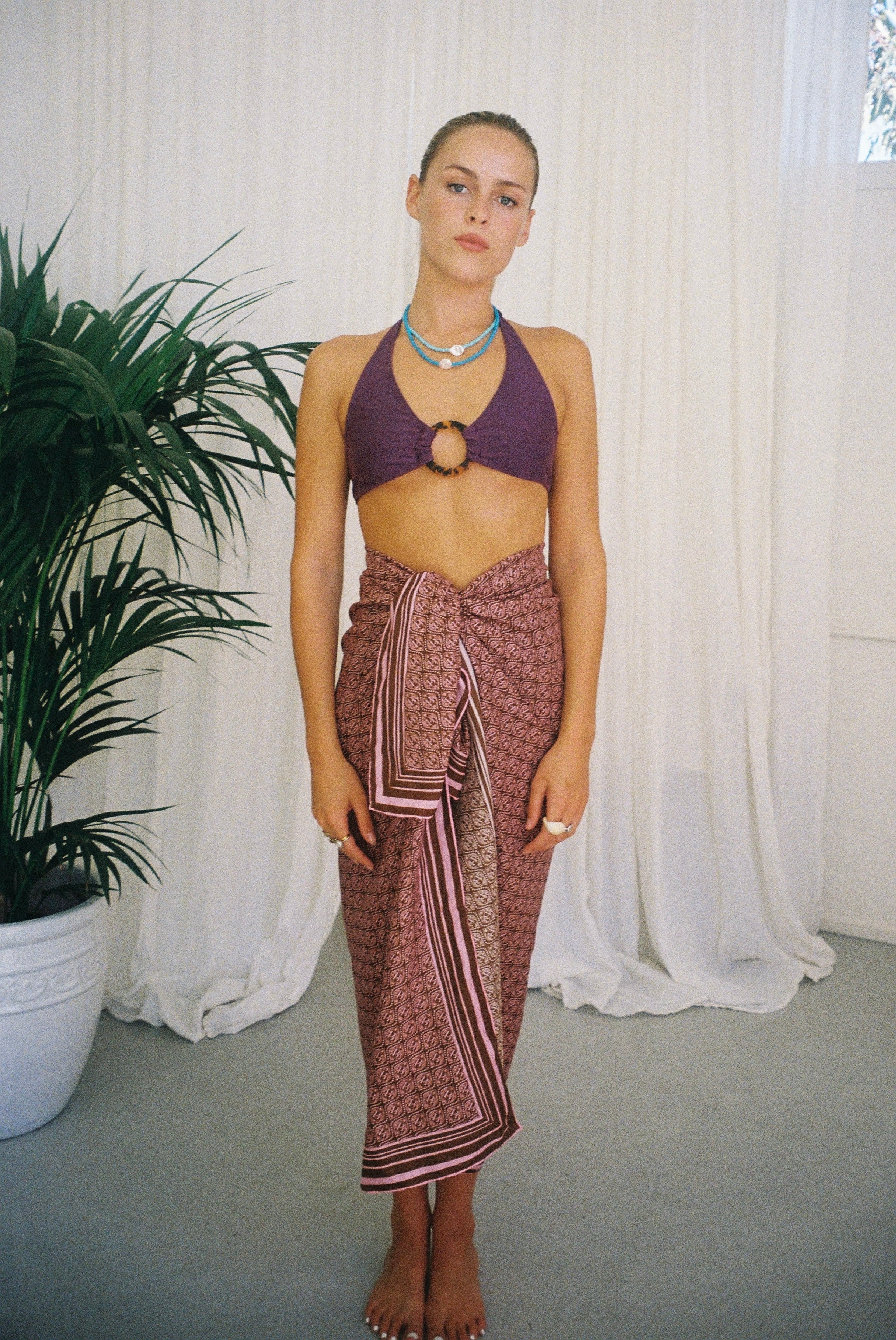  BELLARUCHI Brown and Pink logo Sarong. Brown and Pink logo scarf. Silk Cotton Scarf. B logo Sarong. Pink and Brown Pattern Sarong. Vacation Sarong. Travel Scarf. Travel sarong. 