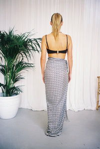 BELLARUCHI Black and White logo Sarong. Black and white logo scarf. Silk Cotton Scarf. B logo Sarong. White and Black Pattern Sarong. 