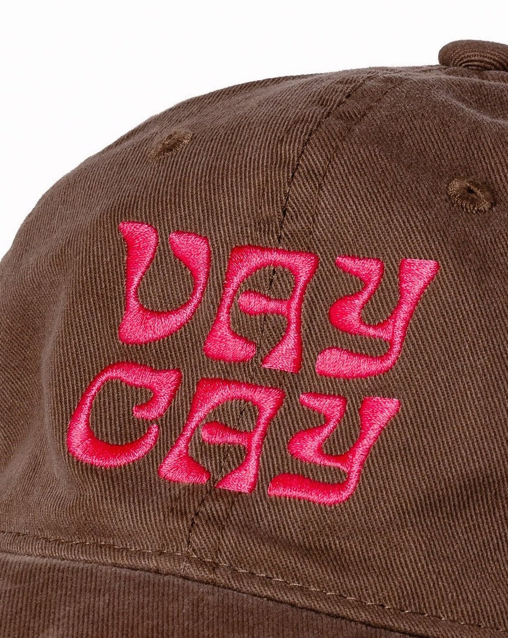 VAYCAY Cap. Brown Cap Pink Writing. Vacation Cap. BELLARUCHI Cap. Holiday Cap. Brown Cap. Brown Cap, Pink VAYCAY Writing. Travel Cap. 