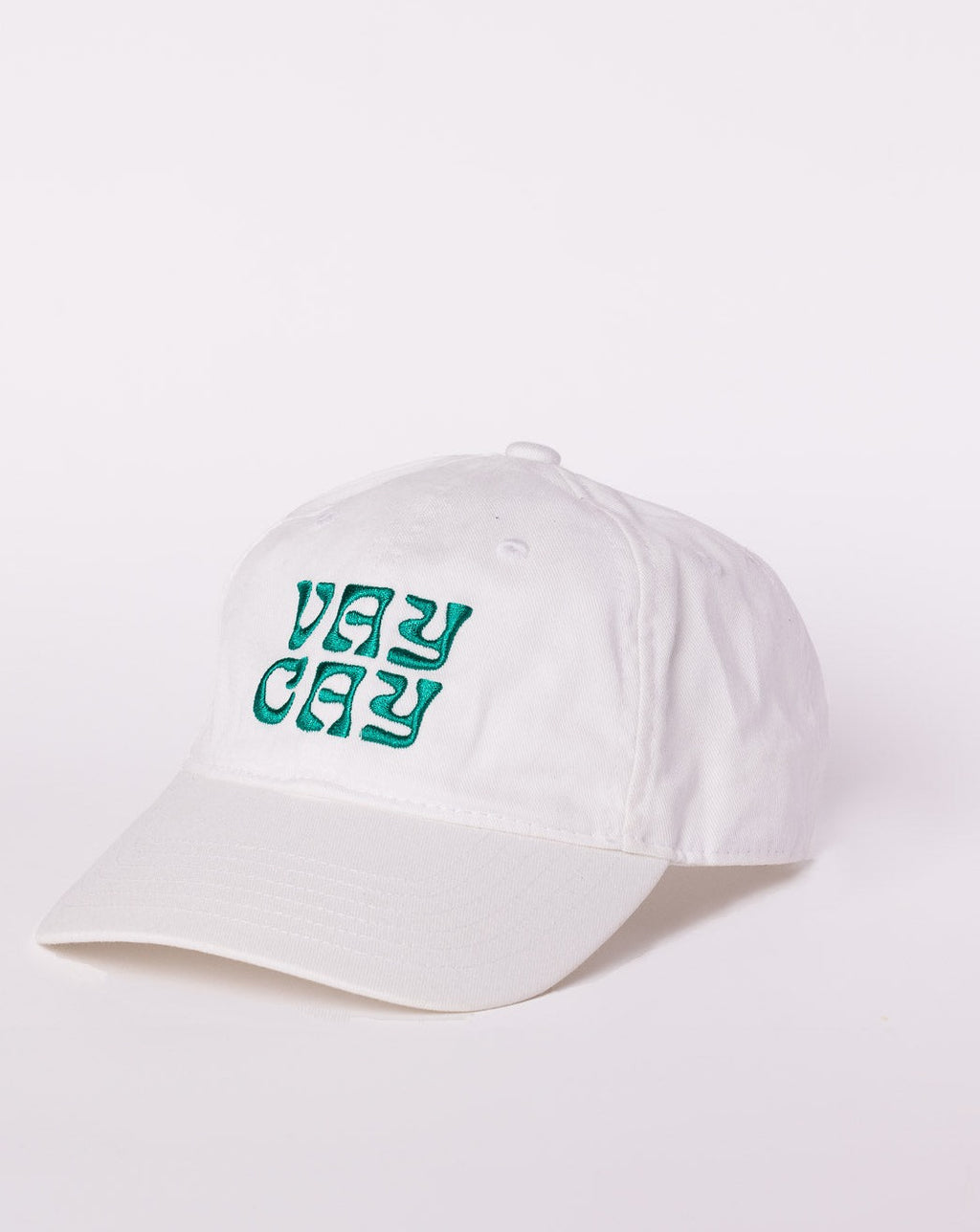 BELLARUCHI CAP WHITE AND GREEN VAYCAY. White Cap Green Writing. Vaycay Cap. White Cap. Vintage feel Cap. Summer Cap. Travel Cap White. 